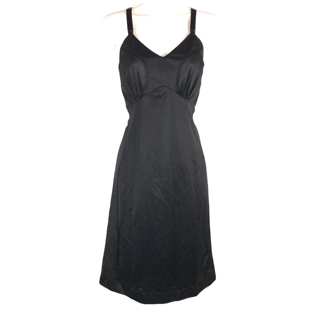 Vintage 1960s Style Black Semi Sheer Slip